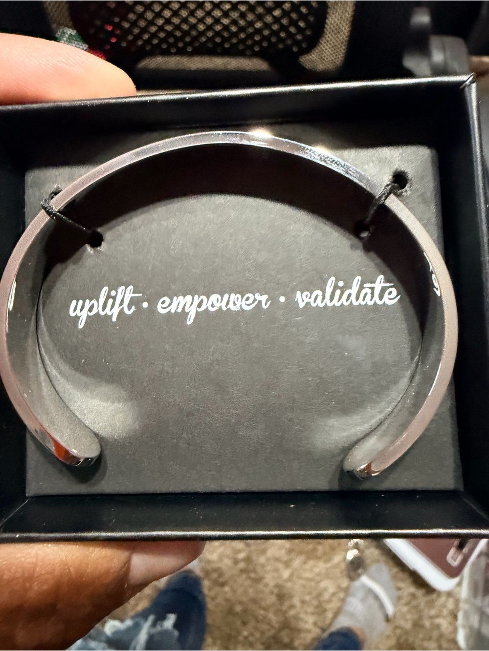 Silver Inspirational Cuff Bracelet - Uplift • Empower • Validate